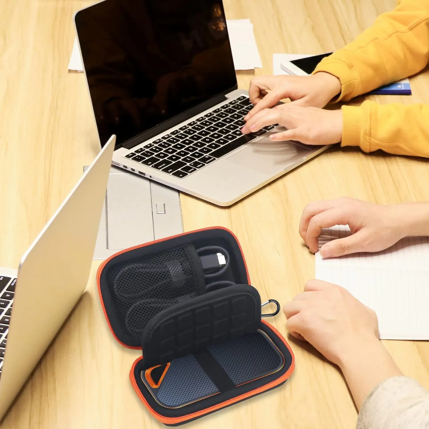 Lacdo Hard Carrying Case for SanDisk Extreme Pro/SanDisk Extreme Portable External SSD 500GB 1TB 2TB 4TB 8TB USB-C Solid State Drive Shockproof Water Repellent Protective Storage Travel Bag, Orange
