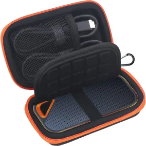 Lacdo Hard Carrying Case for SanDisk Extreme Pro/SanDisk Extreme Portable External SSD 500GB 1TB 2TB 4TB 8TB USB-C Solid State Drive Shockproof Water Repellent Protective Storage Travel Bag, Orange