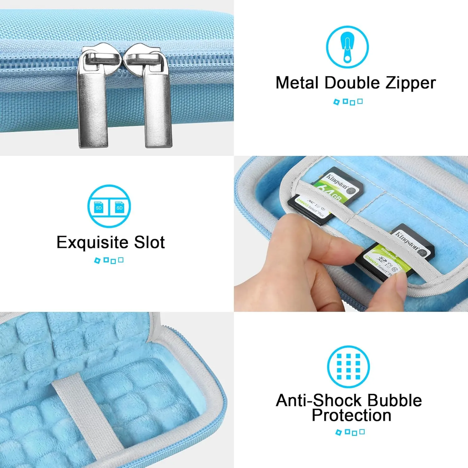 Lacdo Hard Carrying Case for SanDisk Extreme Pro/SanDisk Extreme Portable External SSD 500GB 1TB 2TB 4TB 8TB USB-C Solid State Drive Shockproof Water Repellent Protective Storage Travel Bag, Sky Blue