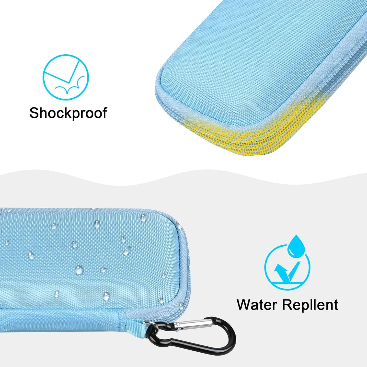 Lacdo Hard Carrying Case for SanDisk Extreme Pro/SanDisk Extreme Portable External SSD 500GB 1TB 2TB 4TB 8TB USB-C Solid State Drive Shockproof Water Repellent Protective Storage Travel Bag, Sky Blue
