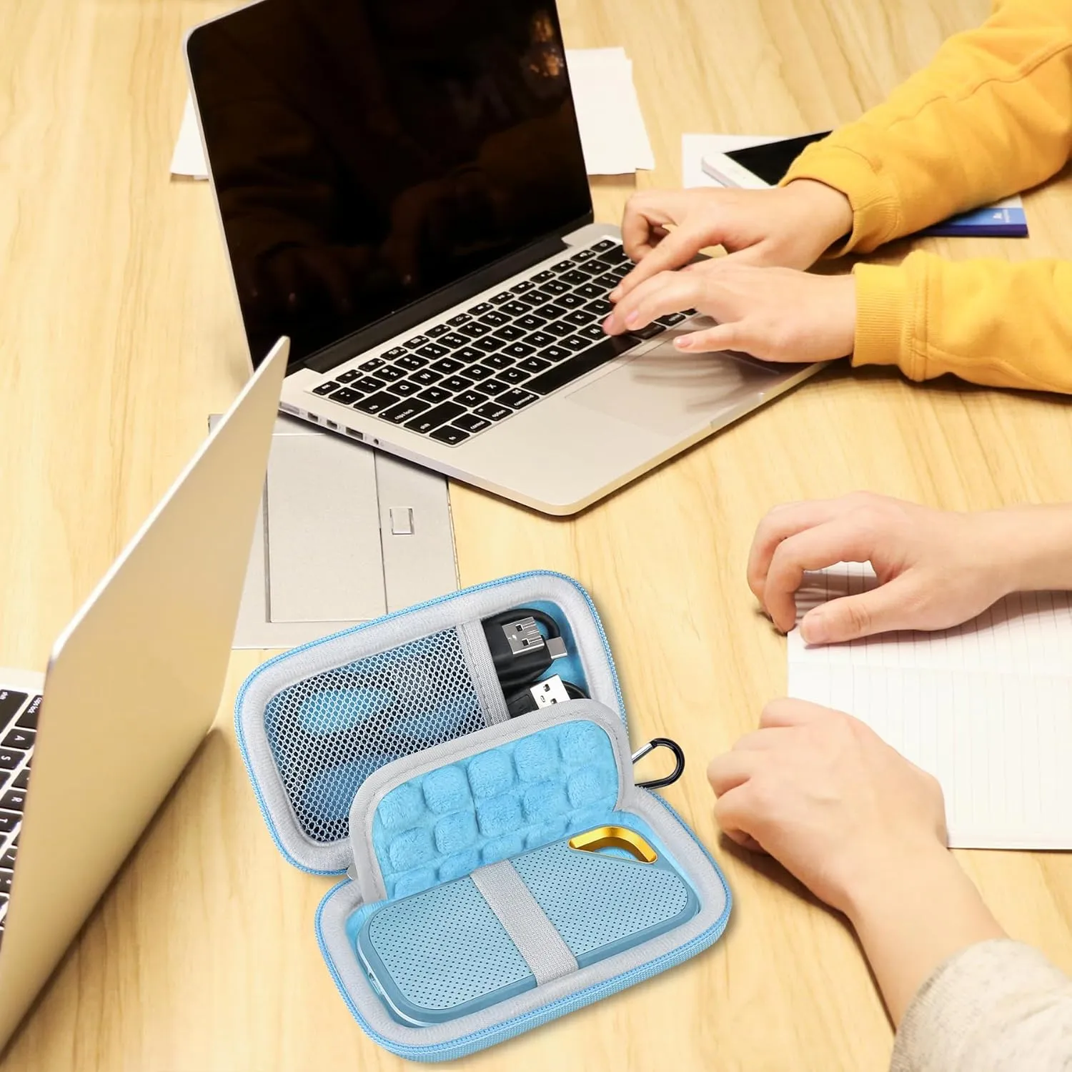 Lacdo Hard Carrying Case for SanDisk Extreme Pro/SanDisk Extreme Portable External SSD 500GB 1TB 2TB 4TB 8TB USB-C Solid State Drive Shockproof Water Repellent Protective Storage Travel Bag, Sky Blue
