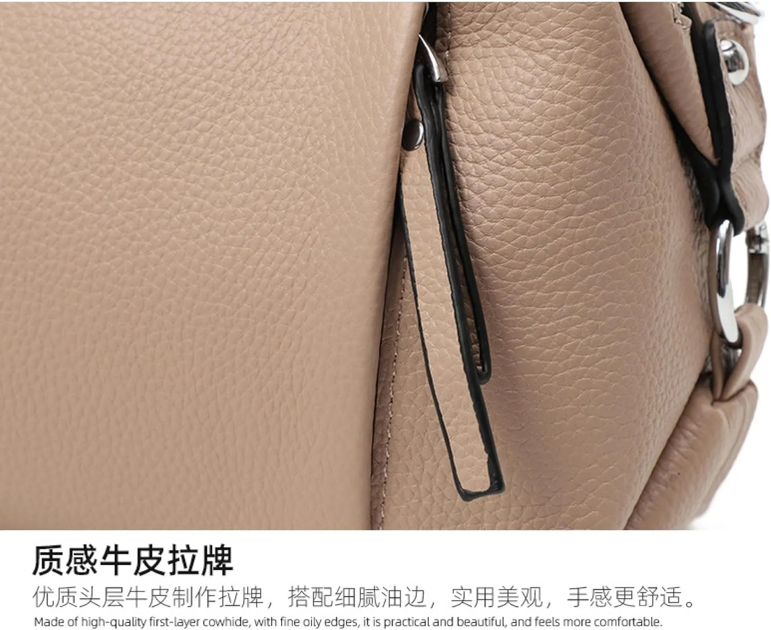 Ladies Bag in Soft Top Leather Tote Shoulder Crossbody in Double-Compartment Cowhide