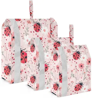 Ladybug Travel Storage Bag with Lanyard - Portable Lightweight Classified Storage Bag with Zipper, Dust and Waterproof Travel Packing Cube for Suitcase,3 Pieces
