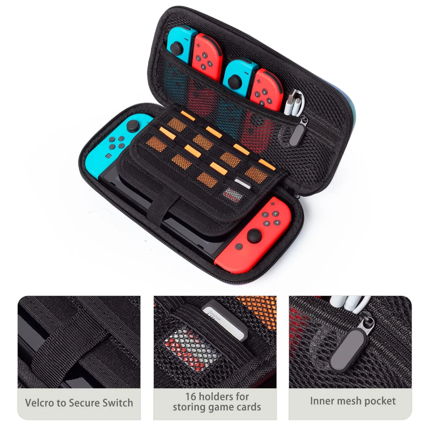 Lalumix Nintendo Switch Case OLED Model, Nintendo Switch Case for Girls Boys with 16 Game Card Slots Travel Bag Shockproof Shell Protective Hard Cover for Switch Console Joy-Con & Accessories Animals