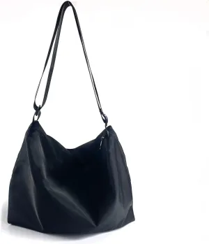 Large Black Shoulder Bag Crossbody Messenger Shopping bag for Women Men Zipper Nylon Casual Sports Gym Handbag