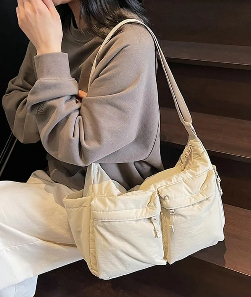 Large Crossbody Tote Bags Waterproof Nylon Shoulder Bag Multi-Pockets Sling Purse Messenger Bags Casual Work Handbag