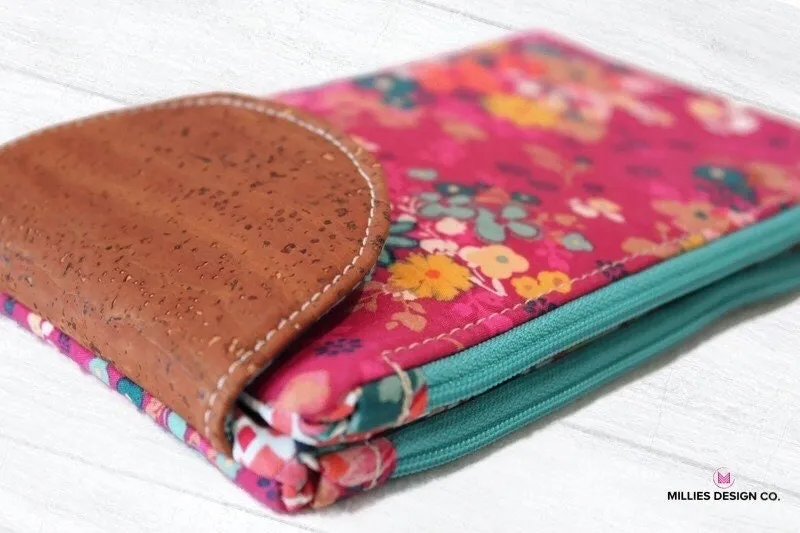 Large Ladies Wallet with Cork Flap