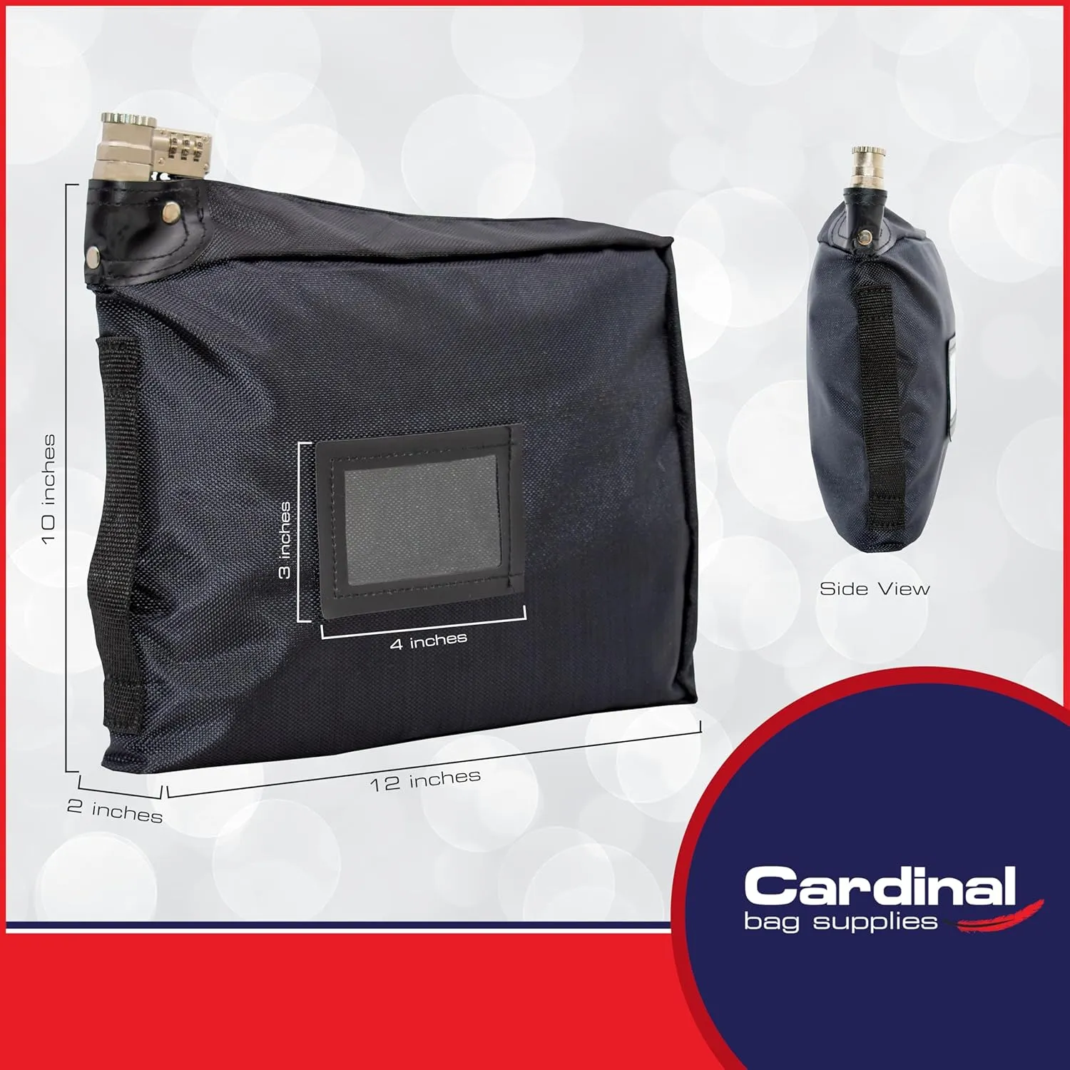 Large Medicine Bag Includes Pill Box and Removable Clear Bags, Combination Lock,12 x 10 x 2 Inch (Black)