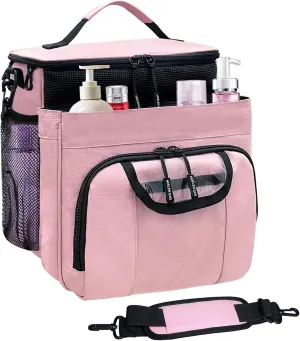 Large Toiletry Bag for Women Men, Bathroom Bag, Water Resistant Portable Shower Caddy for College Dorm, Hanging Toiletry Bags for Traveling, Gym Camping Cruise Ship Travel Essentials Shower Bag (Pink)