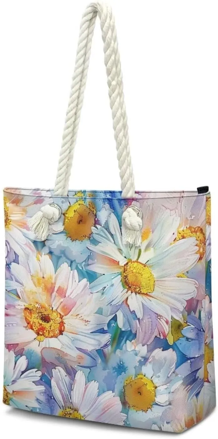 Large Tote Handbags for Women Reusable Grocery Bag Zipper Closure Storage Bag for Daily