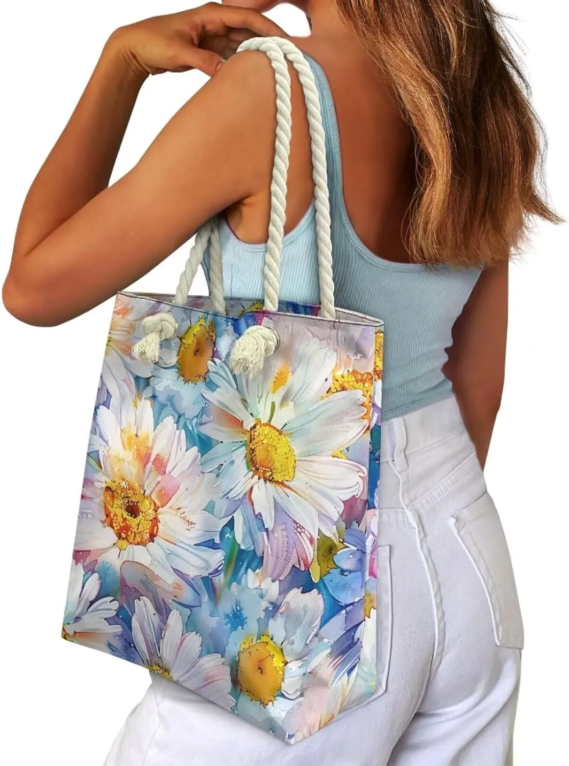 Large Tote Handbags for Women Reusable Grocery Bag Zipper Closure Storage Bag for Daily