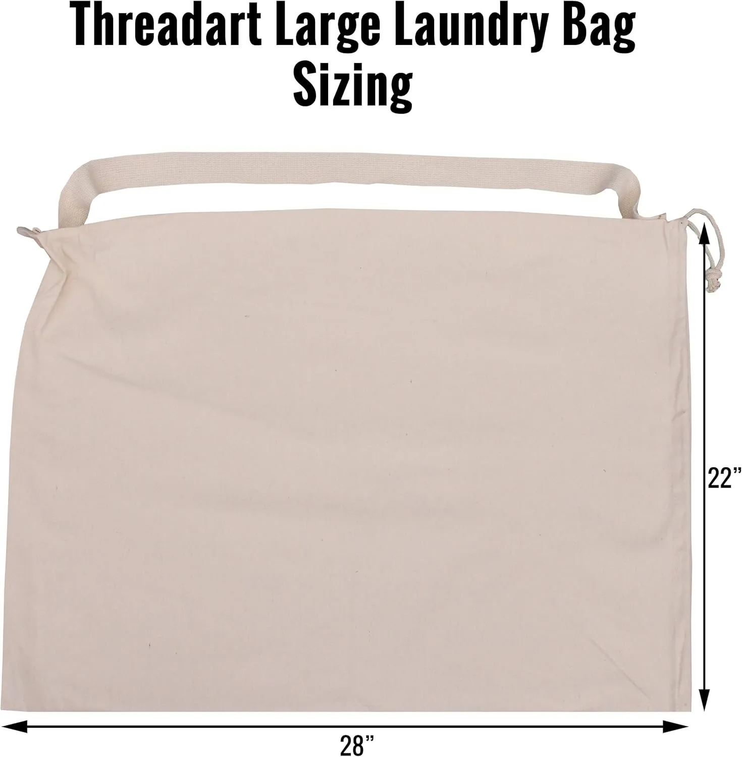 Laundry Bag Duffle Bag Large Spacious 20"x27” Drawstring 100% Stur00dy Cotton Canvas with Strap for College Students Dorm Room Clothes Hamper Storage Washer