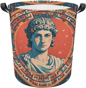 Laundry Basket with Handle Oxford Cloth Tote Bag Beautifully Stamped with Ancient Rome Printed Laundry Basket Foldable Clothing Storage Bucket Toy Storage Box