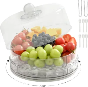 lce Chilled Condiment Caddy,With 4 Containers and Smooth Condiment Pots,Serving Tray Mimosa bar Supplies,Fruit,Taco,pastries,party Garnish (Transparent)