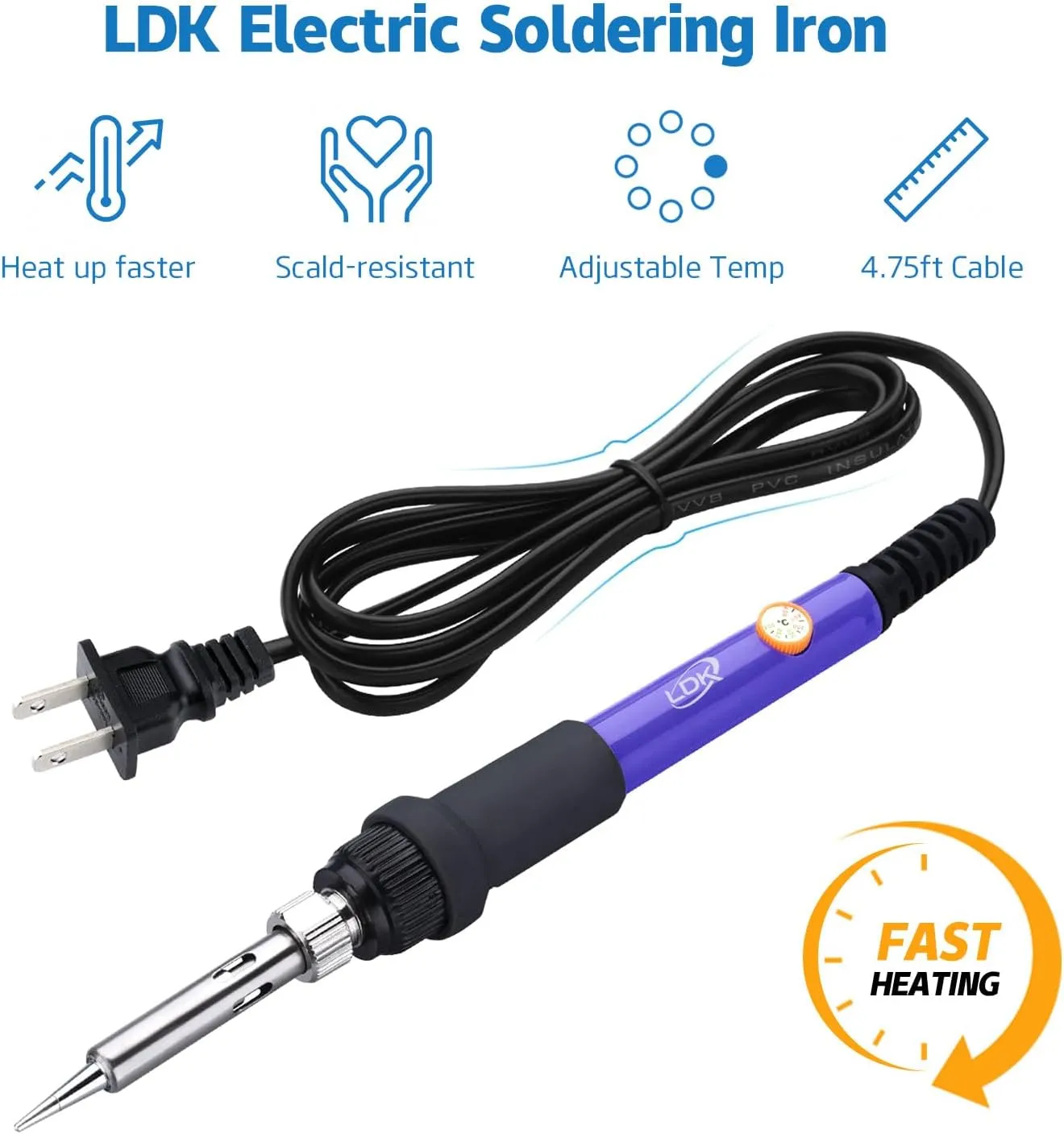 LDK Electric Soldering Iron Kit 60W Adjustable Temperature Welding Tools with 5pcs Different Tips, Desoldering Pump, Solder Wire, 8-in-1 Screwdrivers, Wire Cutter, Tweezers, Stand and Carry Bag