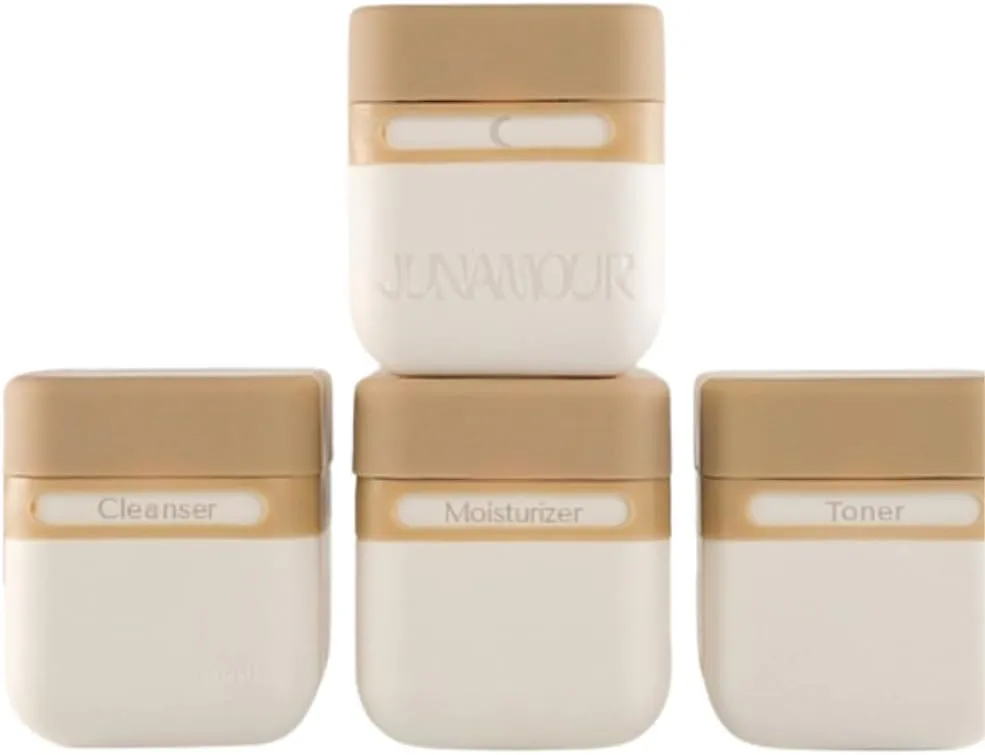 Leakproof Travel Toiletry Bottles Set | Stackable TSA Approved Reusable Containers | 3 Sizes 3oz, 2oz, 1oz | Travel Size Bottles for Shampoo, Lotion, Toiletries (3 Medium (2oz))