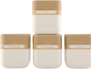 Leakproof Travel Toiletry Bottles Set | Stackable TSA Approved Reusable Containers | 3 Sizes 3oz, 2oz, 1oz | Travel Size Bottles for Shampoo, Lotion, Toiletries (3 Medium (2oz))