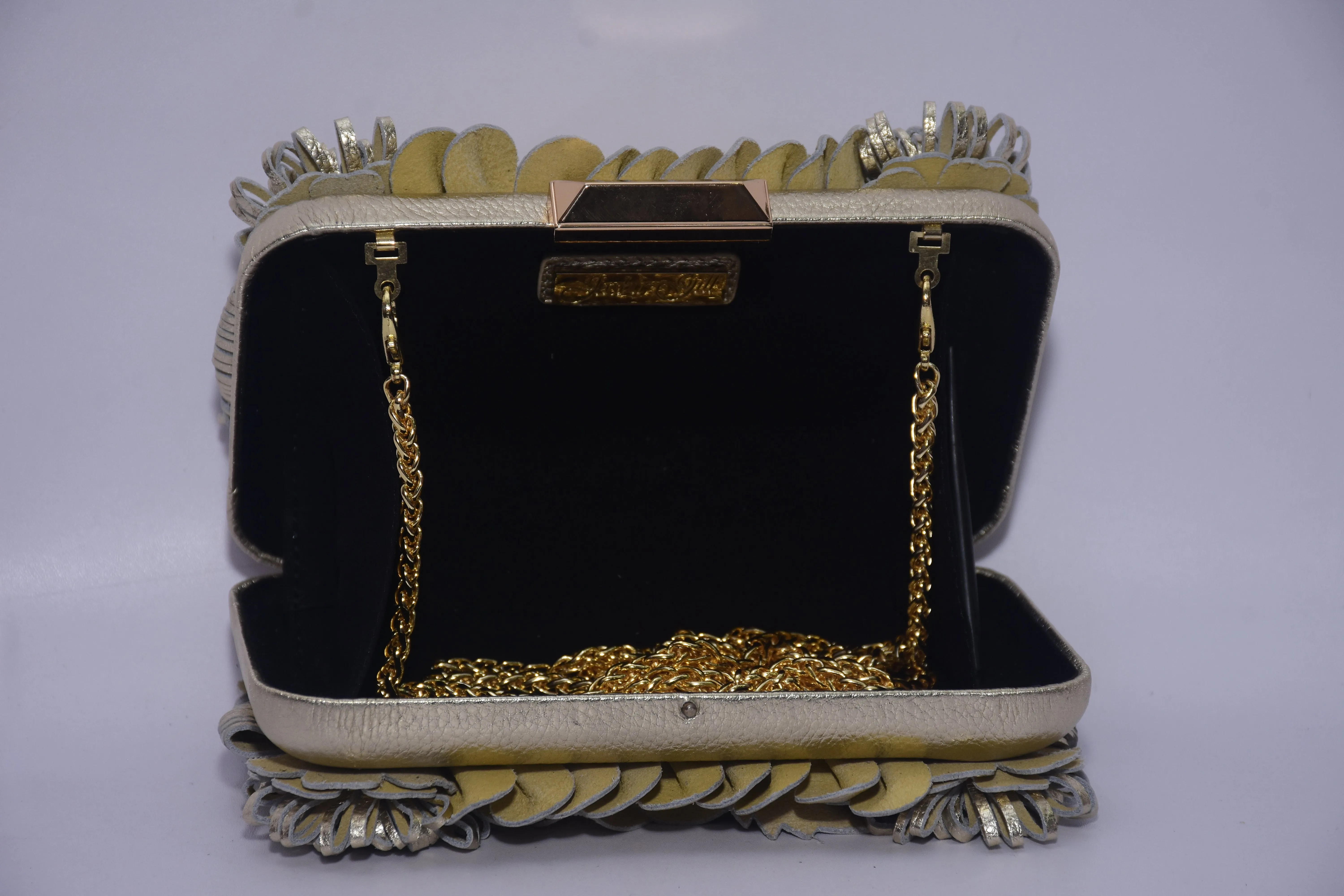 LEATHER FLORAL BOX CLUTCH