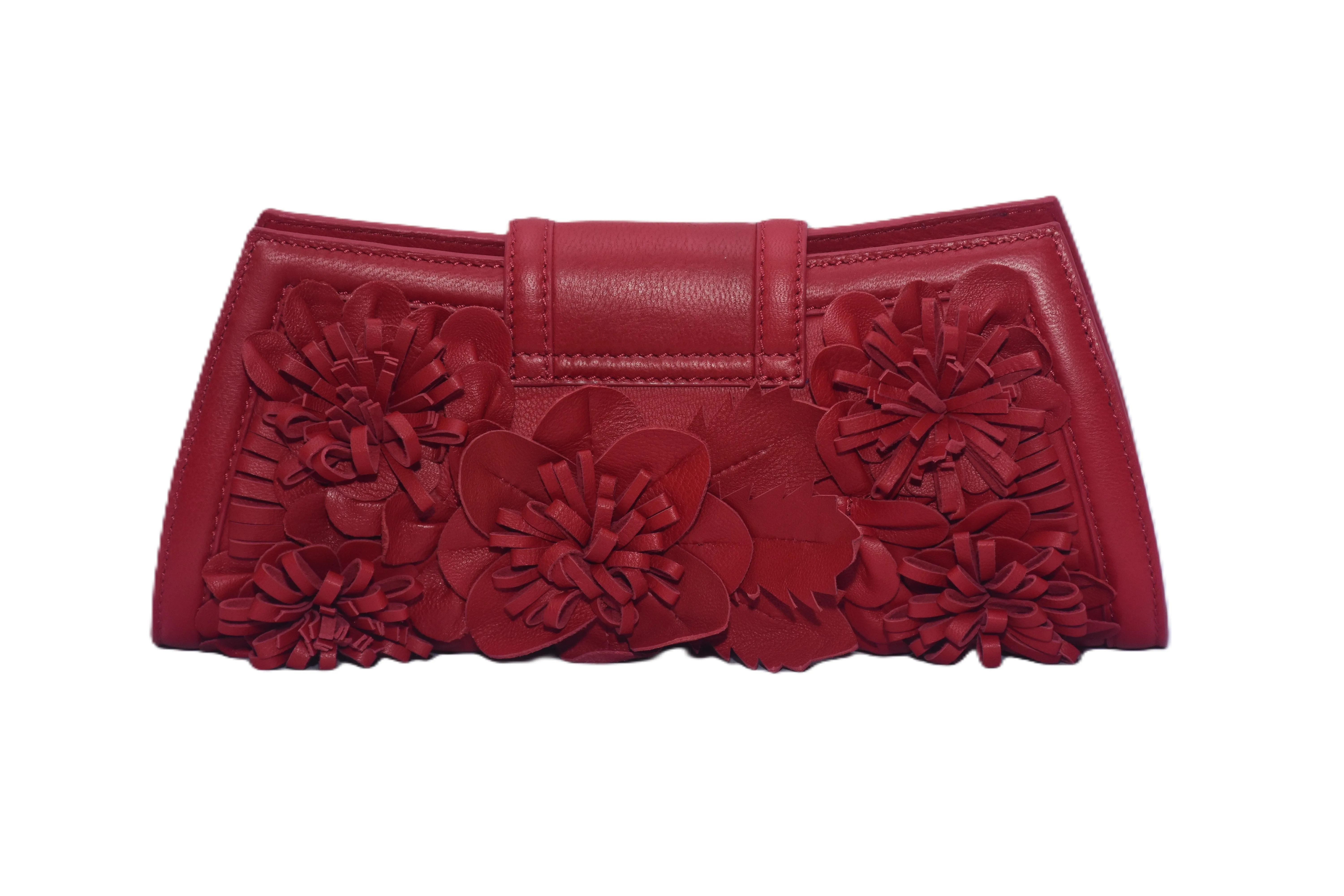 Leather Floral Clutch
