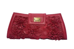 Leather Floral Clutch