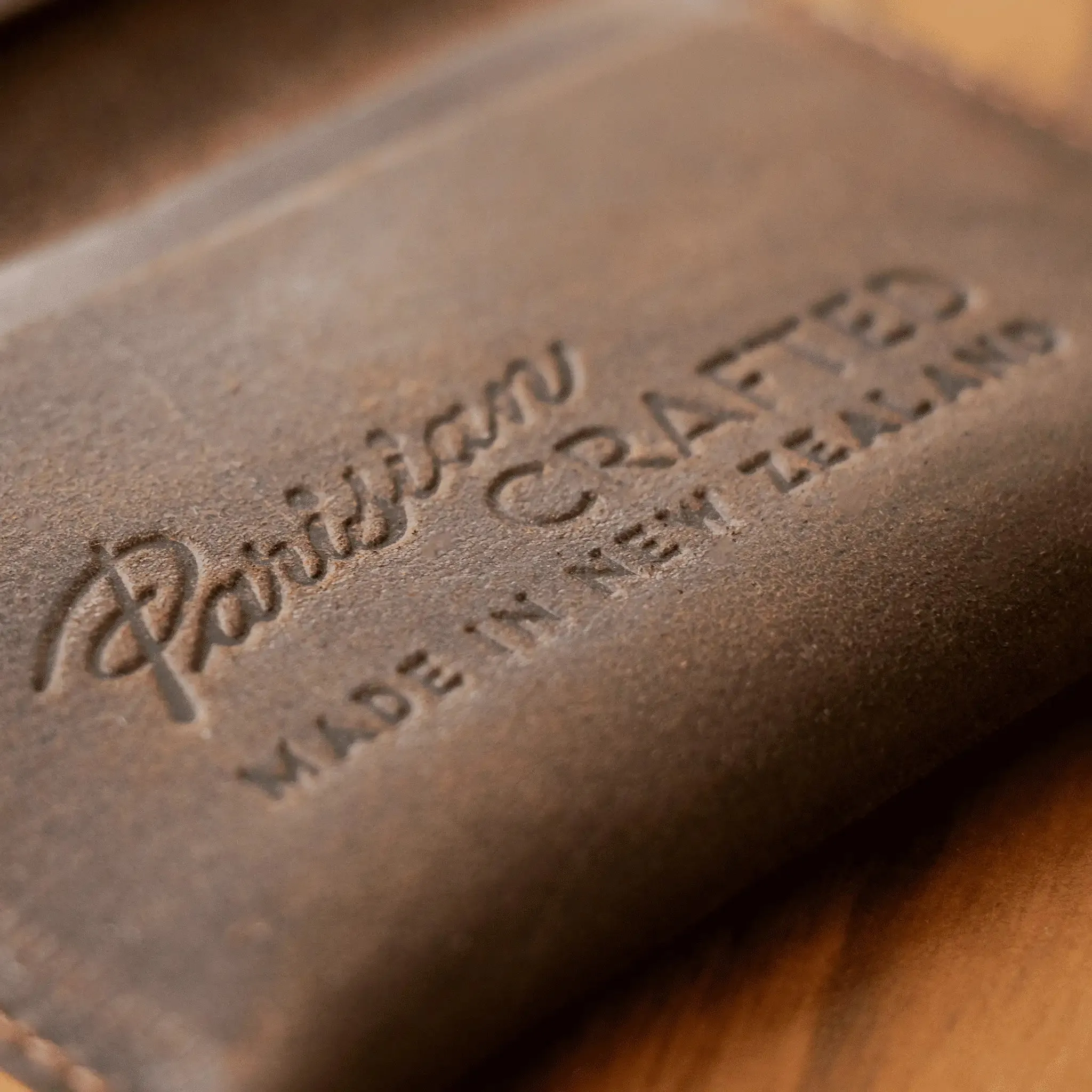 Leather Folded Card Wallet - Brown