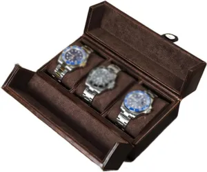 Leather Handmade Mechanical Watch Storage Box, Travel Portable Anti Drop Three Position Watch Box