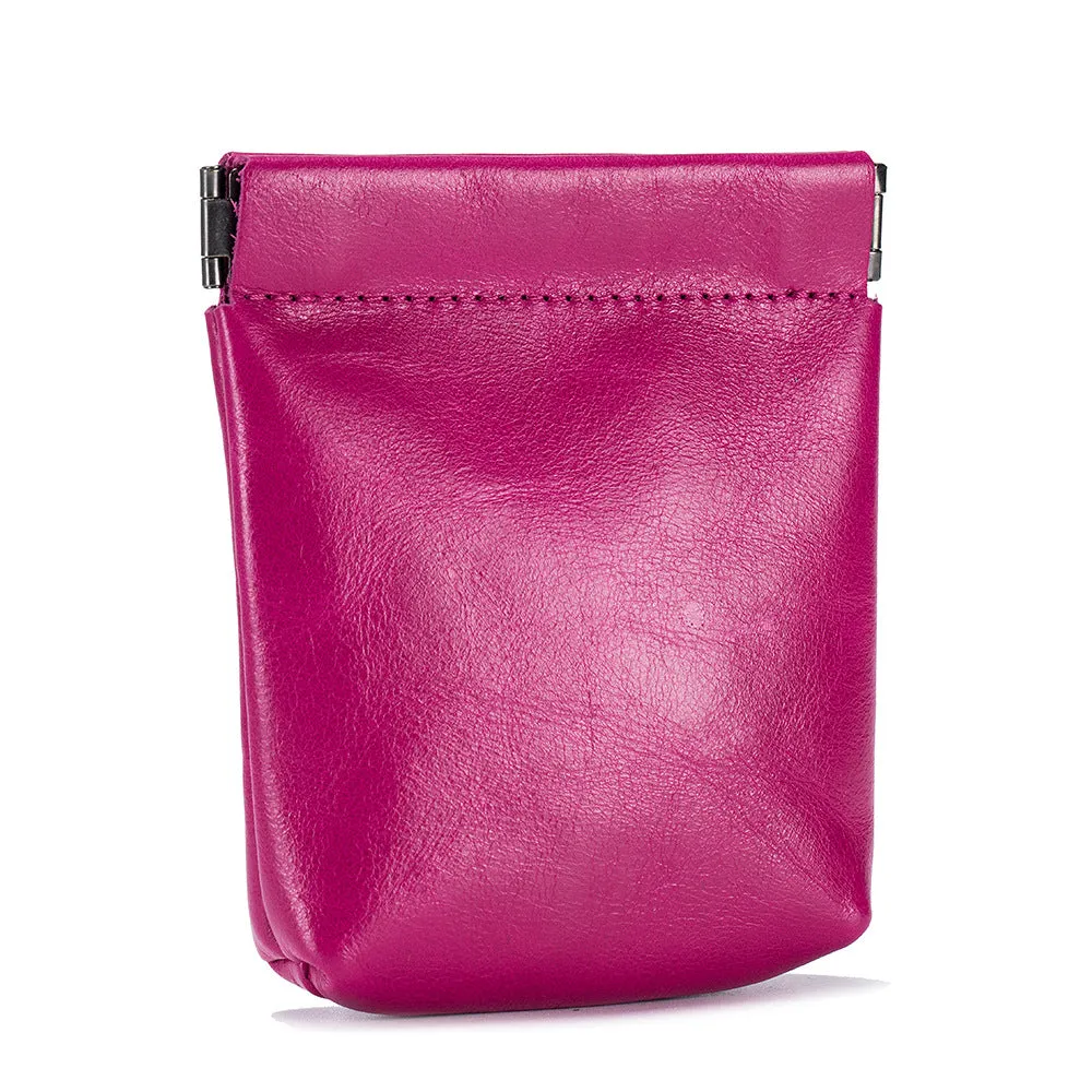 Leather Leaf Spring Earphone Automatic Tight Port Buggy Wireless Coin Purses