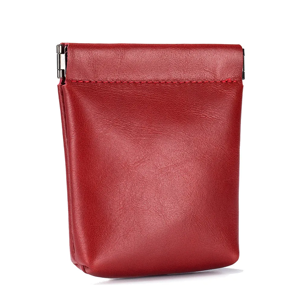 Leather Leaf Spring Earphone Automatic Tight Port Buggy Wireless Coin Purses