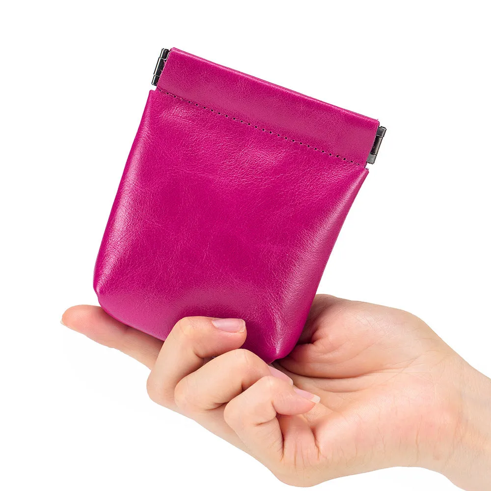 Leather Leaf Spring Earphone Automatic Tight Port Buggy Wireless Coin Purses