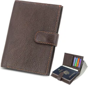 Leather Passport Wallet, Lightweight Travel Wallet, Passport Holder for Travel, for Secure Traveling and Documentation Organizer (Dark Brown)