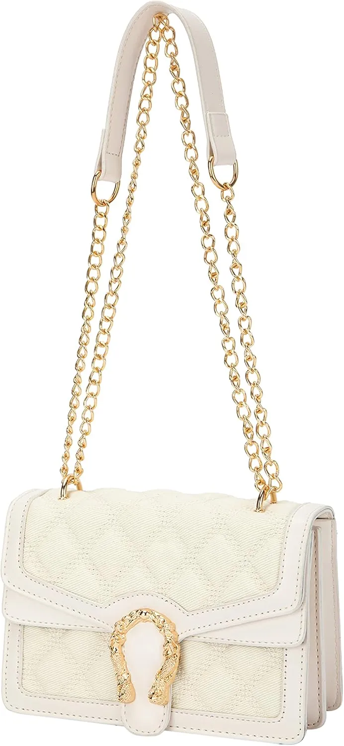 Leather Shoulder Bag Chain Purse for Women - Fashion Crossbody Bags Vintage Snake Print Underarm Bag Square Satchel Handbag