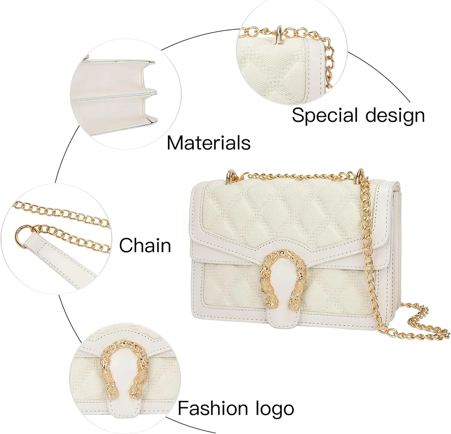 Leather Shoulder Bag Chain Purse for Women - Fashion Crossbody Bags Vintage Snake Print Underarm Bag Square Satchel Handbag