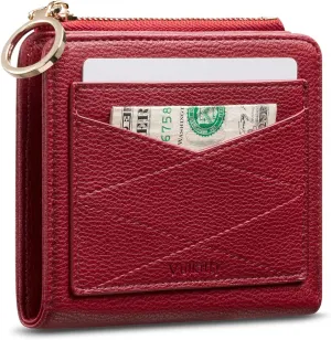 Leather Wallet for Woman RFID Blocking Bifold Small Compact Wallets Zipper Pocket Purse Large Capacity Card Hold Case with ID window