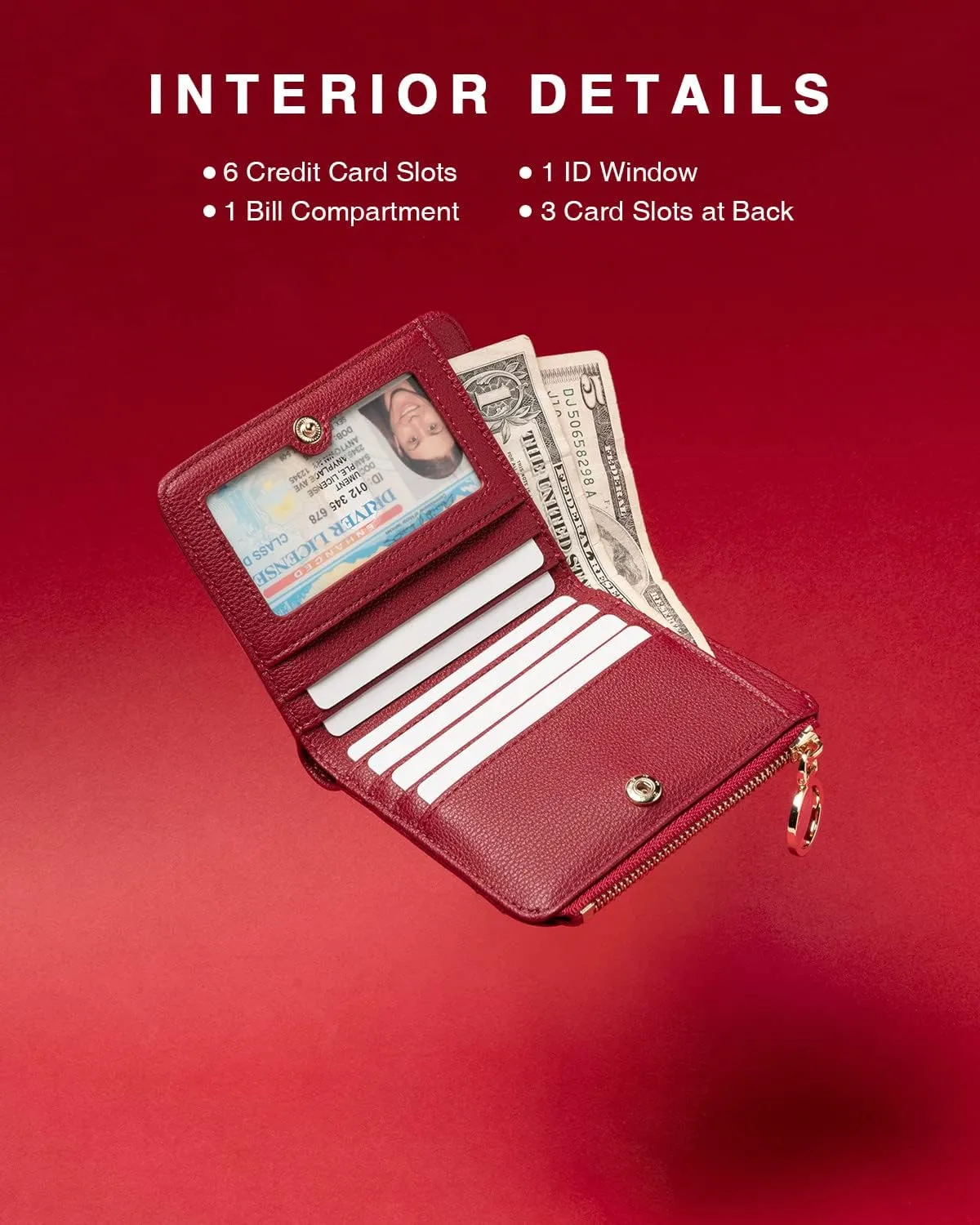 Leather Wallet for Woman RFID Blocking Bifold Small Compact Wallets Zipper Pocket Purse Large Capacity Card Hold Case with ID window