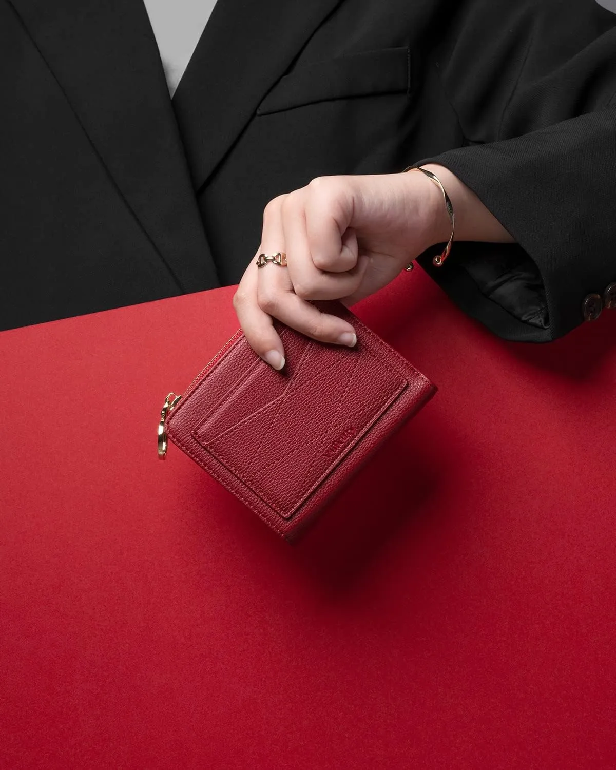 Leather Wallet for Woman RFID Blocking Bifold Small Compact Wallets Zipper Pocket Purse Large Capacity Card Hold Case with ID window