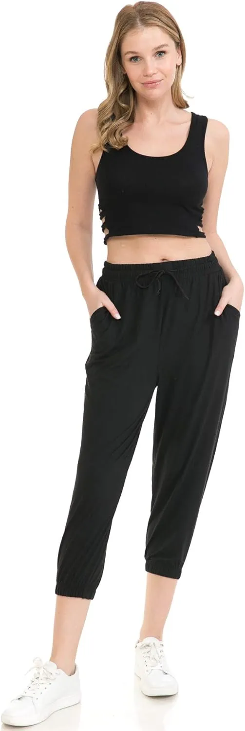 Leggings Depot Women's Jogger Track Cuff Sweatpants with Pockets for Yoga, Workout