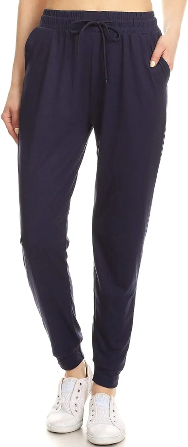 Leggings Depot Women's Relaxed-fit Jogger Track Cuff Sweatpants with Pockets for Yoga, Workout