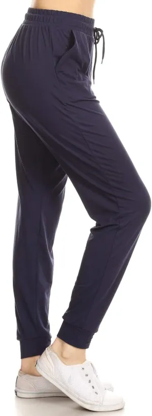 Leggings Depot Women's Relaxed-fit Jogger Track Cuff Sweatpants with Pockets for Yoga, Workout