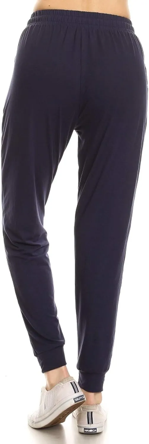 Leggings Depot Women's Relaxed-fit Jogger Track Cuff Sweatpants with Pockets for Yoga, Workout