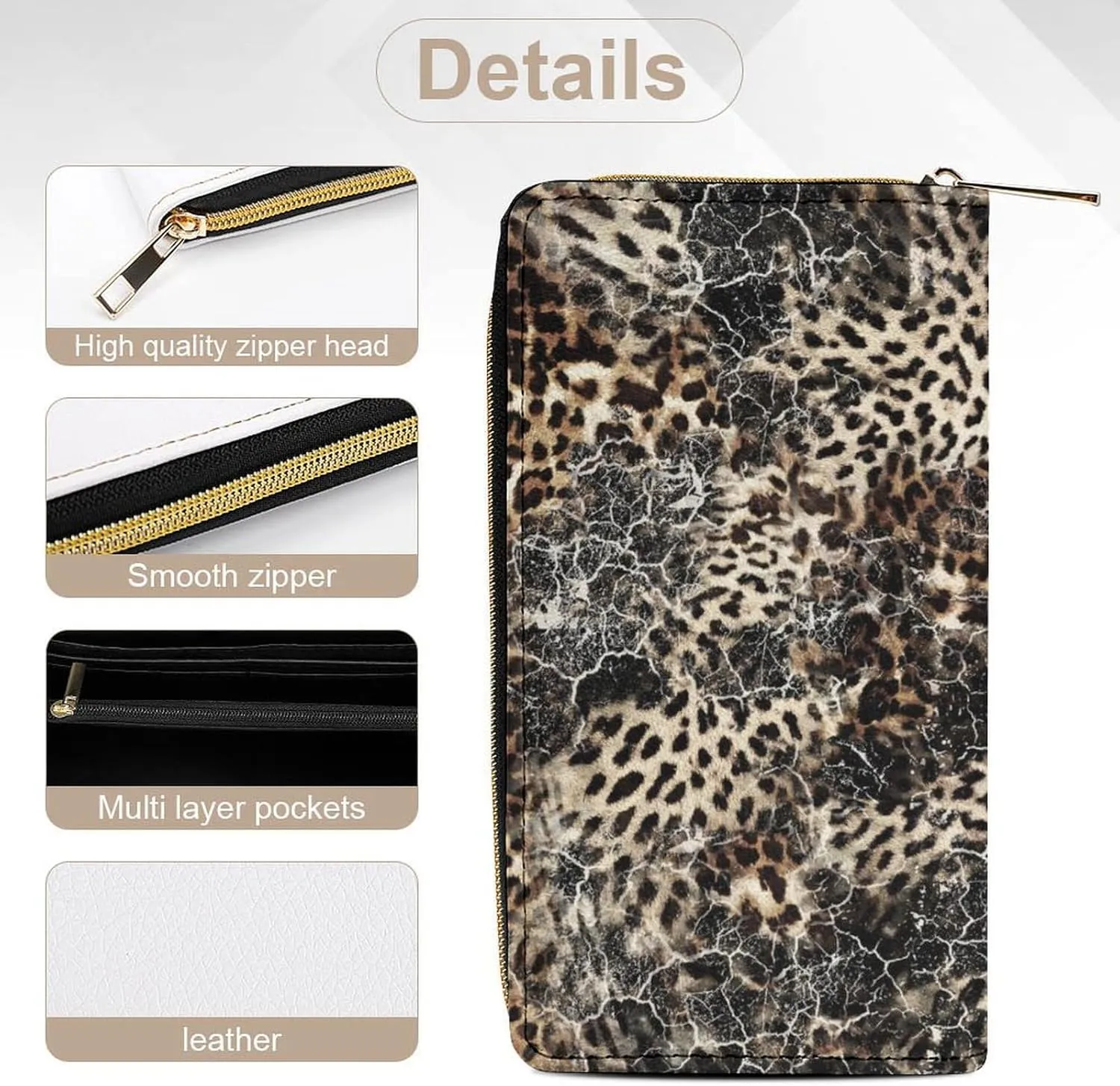 Leopard Animal Fur Pattern Women's Leather Small Wallet Clutch Wallet - Lightweight And Easy to Carry