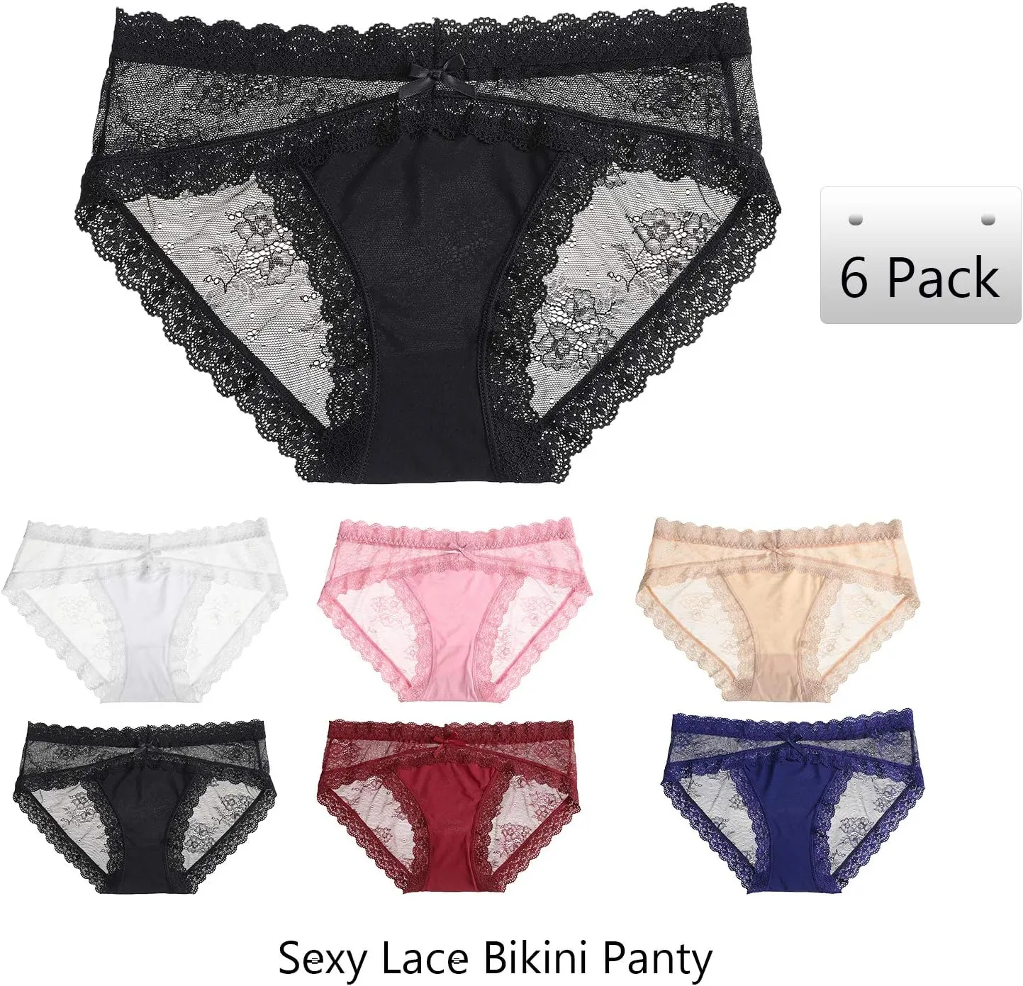 LEVAO Women Lace Underwear Sexy Breathable Hipster Panties Stretch Seamless Bikini Briefs Multipack