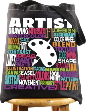 LEVLO Artist Canvas Tote Bag Gift For Art Teacher Artistic Shoulder Bag For Art Student Grad