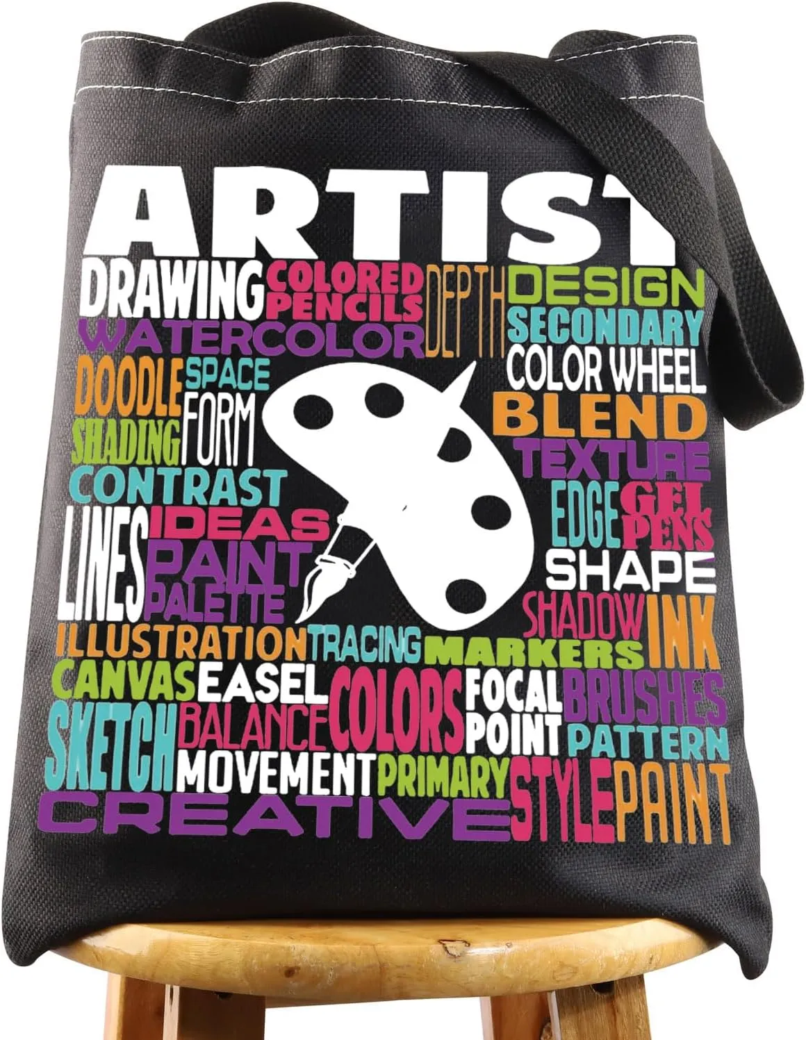 LEVLO Artist Canvas Tote Bag Gift For Art Teacher Artistic Shoulder Bag For Art Student Grad