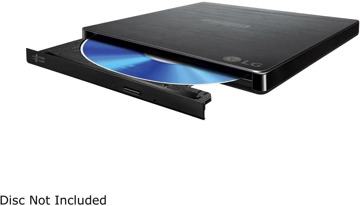 LG Electronics BP60NB10 Ultra Slim Portable Hybrid Drive UHD 4K/Blu-ray/DVD /-RW Drive, USB 3.0 Compatible, PC Windows, Linux, Mac OS, with M-DISC support, Noise Reduction, Black