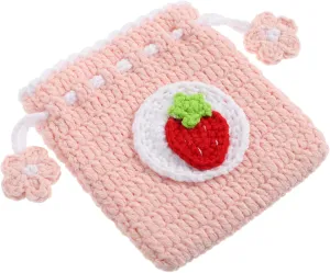 LIFKOME Adorable Handwoven Coin Bag Women's Crochet Pouch Small Purse Stylish Wallet for Women Woolen Yarn