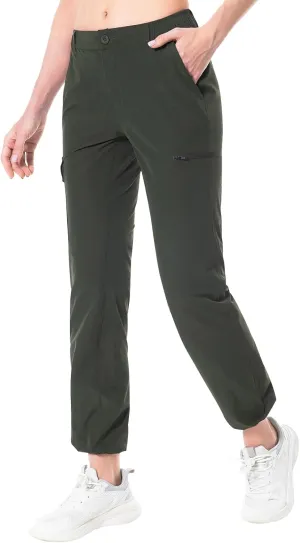 Lightbare Women’s Lightweight Cargo Hiking Pants with Elastic Waistband Quick Dry Stretchy Water Resistant UPF 50  Outdoor