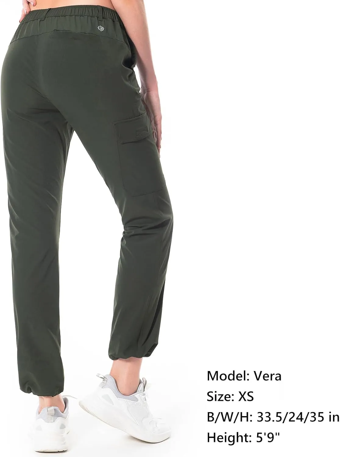 Lightbare Women’s Lightweight Cargo Hiking Pants with Elastic Waistband Quick Dry Stretchy Water Resistant UPF 50  Outdoor