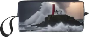 Lighthouse In Storm print Travel Cosmetic Bag Gifts for Women Portable Make Up Bags for Women Mother Sister
