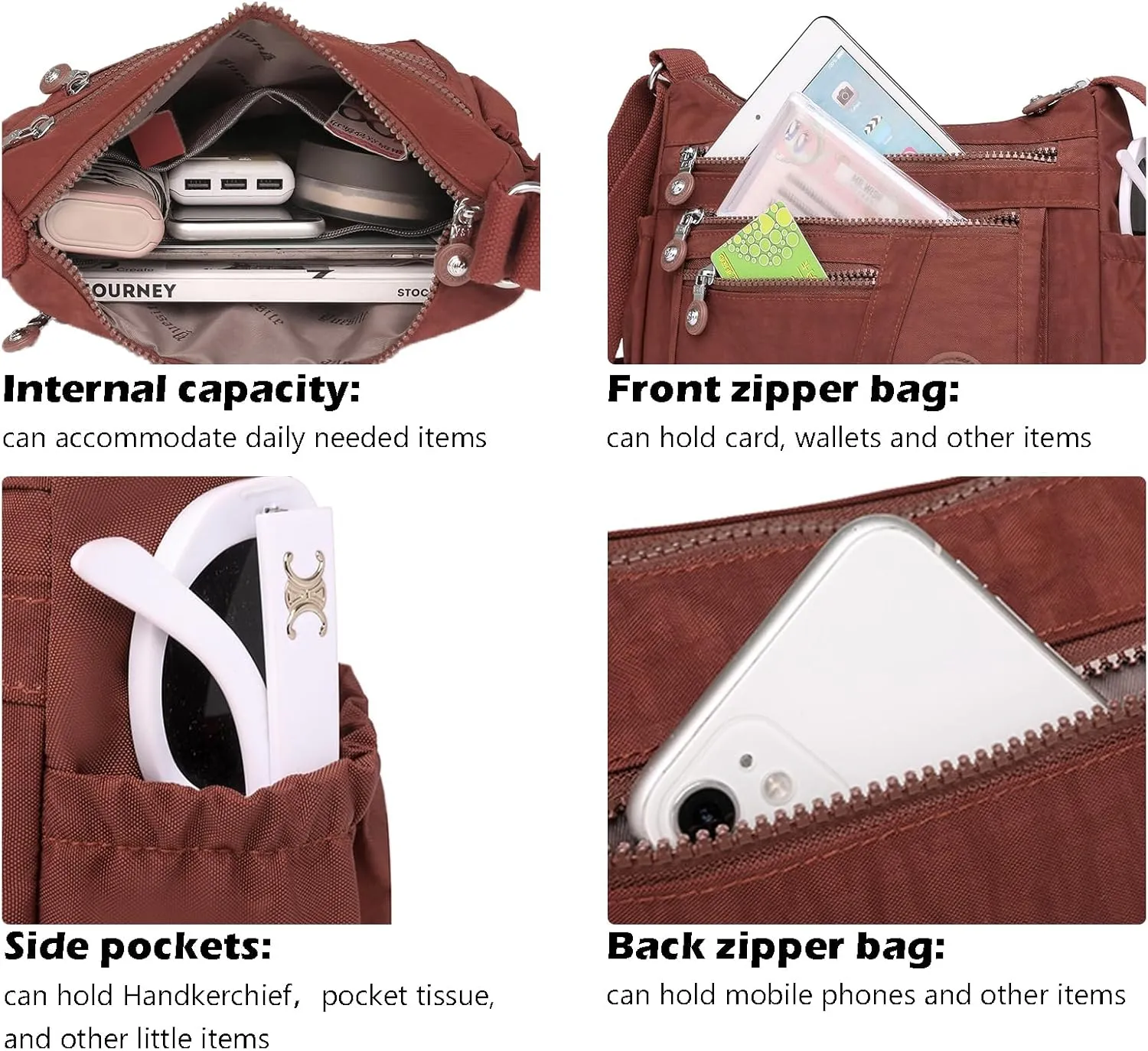 Lightweight Crossbody Bag for Women Shoulder Bag Stylish Nylon Messenger Purse Tote Bag Organizer for Travel