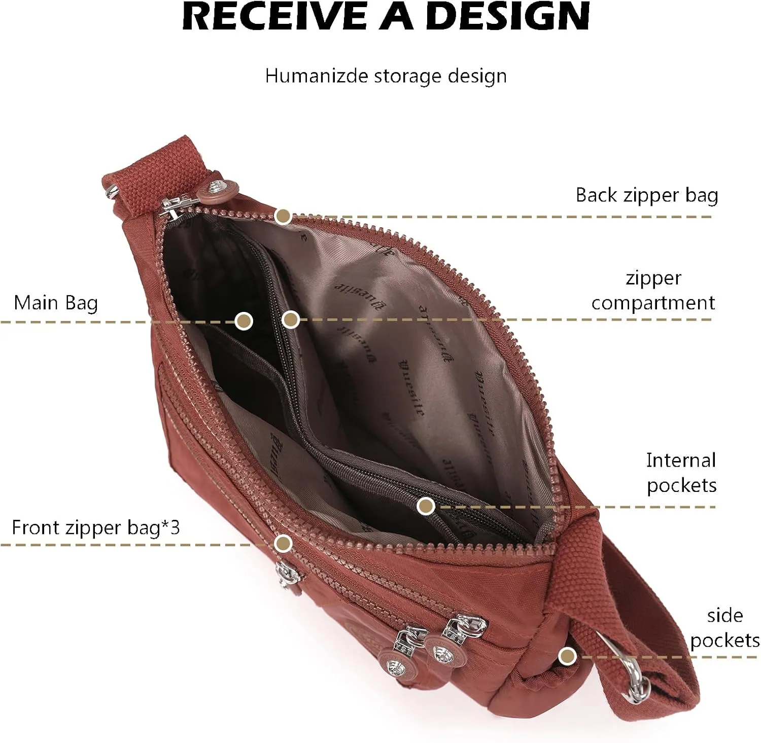 Lightweight Crossbody Bag for Women Shoulder Bag Stylish Nylon Messenger Purse Tote Bag Organizer for Travel